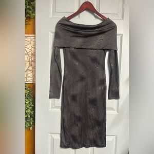 J’s Exte’ Italian Designer Midi Off The Shoulders Abstract Dress Size S